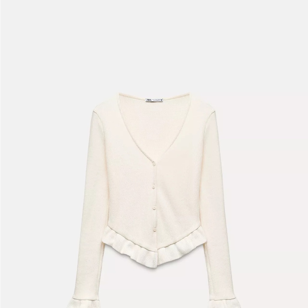 Zara Cream Button-Up Top